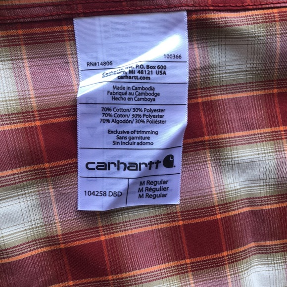 🆕Carhartt Force Men's Relaxed Fit Plaid SS Button Down Shirt ~ Size Medium - Picture 9 of 9